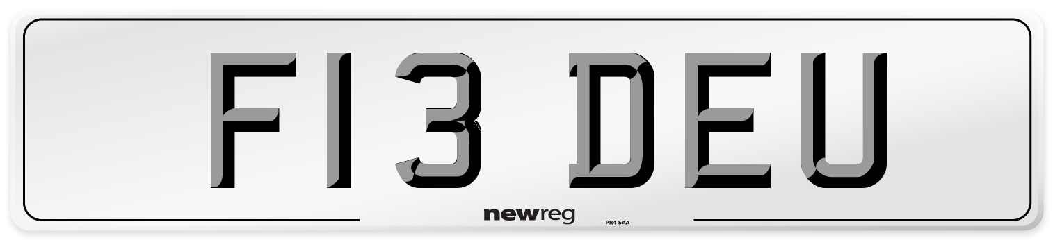 F13 DEU Number Plate from New Reg